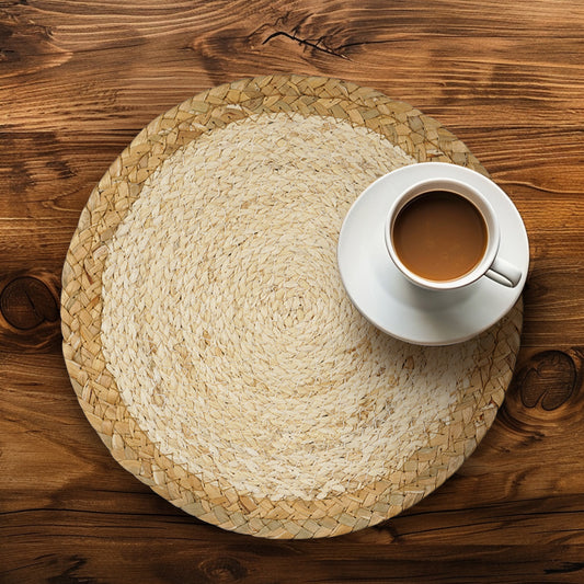 Boho Placemats Set with Wooden Bead Napkin Rings