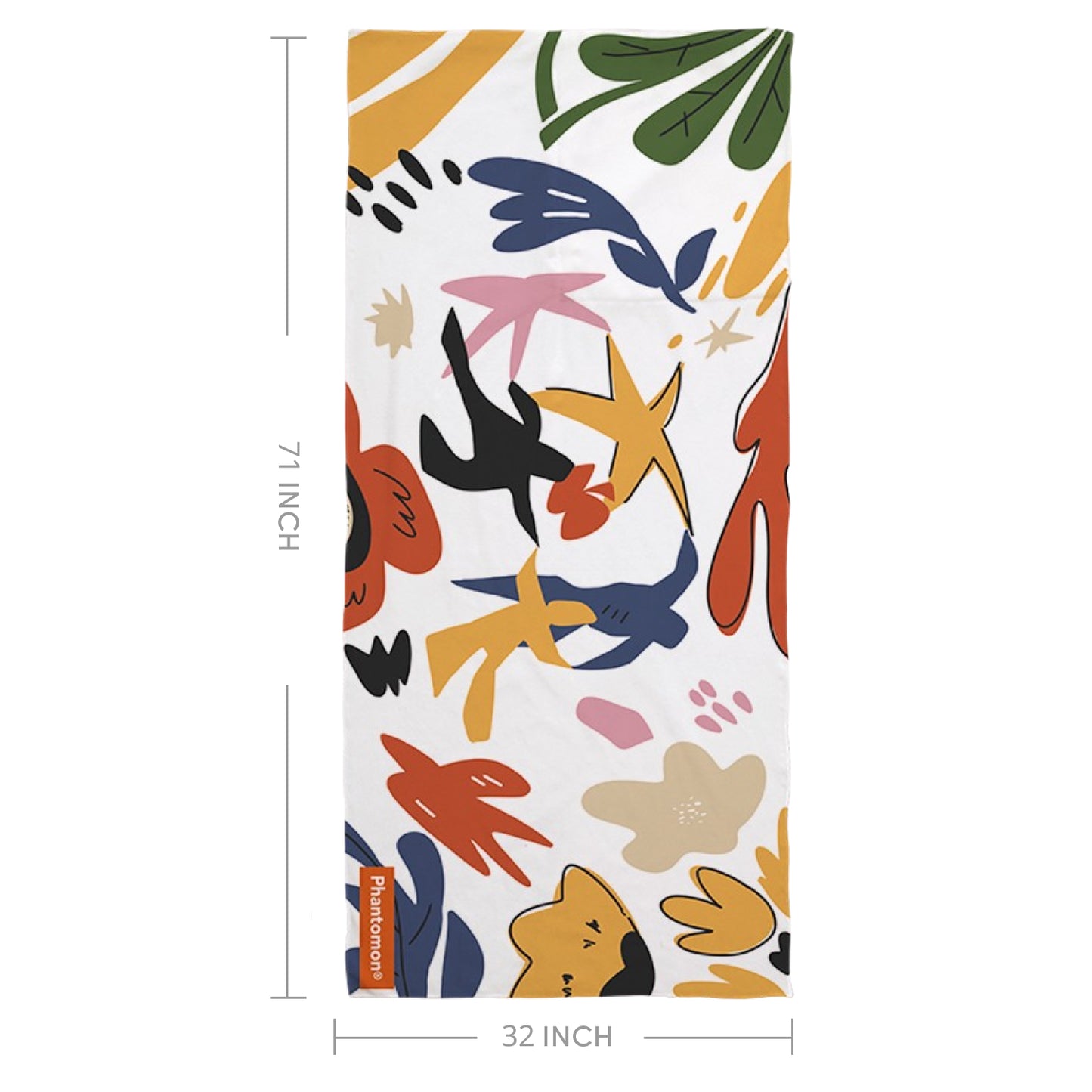 Phantomon Extra-Long Microfiber Beach Towel 32" x 71" Towel-to-Bag 2 in 1 Matisse-Inspired Original Design