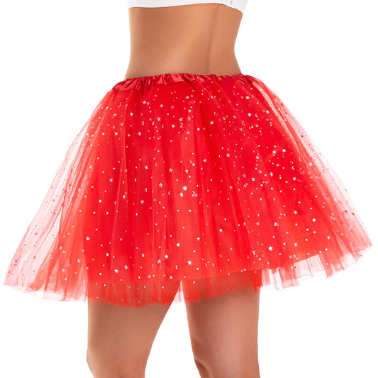 Classic Glitter 4-Layer Tutu Skirt Non-See-Through 2 Colors