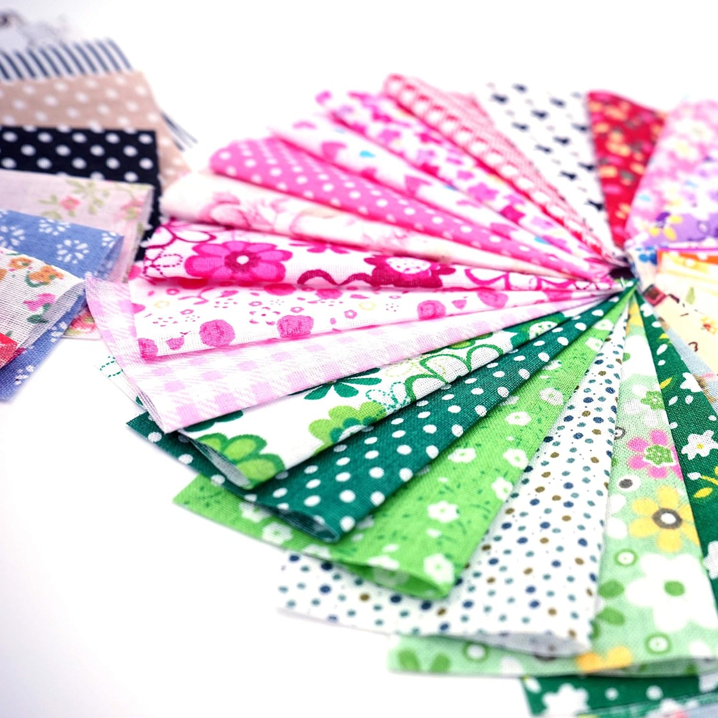 50 Pcs 4x4" Cotton Fabric Squares - Assorted Floral & Geometric Patterns for Quilting, Patchwork, and DIY Sewing Crafts