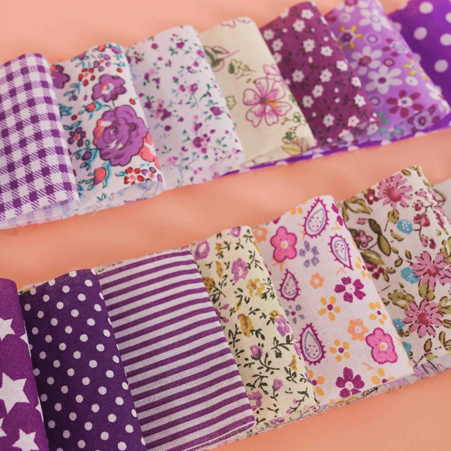 Quilting Fabric Jelly Roll 40 Strip Precut Cotton Strips 2.5" x 40"in Purple