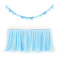 6ft Tulle Table Skirt with Bow Banner – Baby Blue Ruffle Tulle Tablecloth