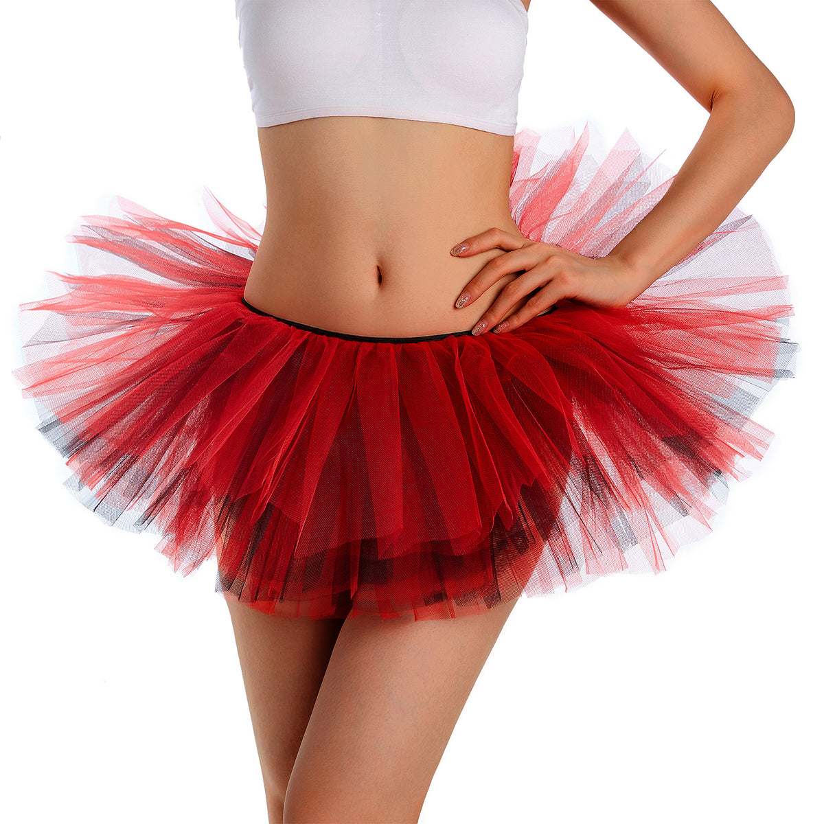Fluffy Black & Red Tutu Skirt - 5 Layers