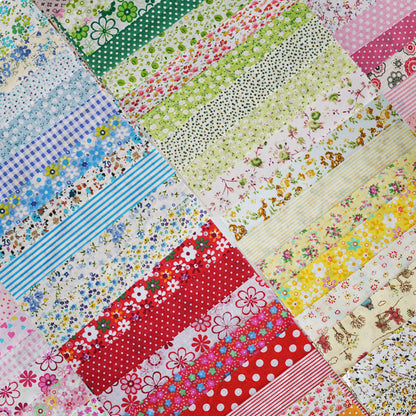 50 Pcs 8x8" Cotton Fabric Squares - Assorted Floral & Geometric Patterns for Quilting, Patchwork, and DIY Sewing Crafts
