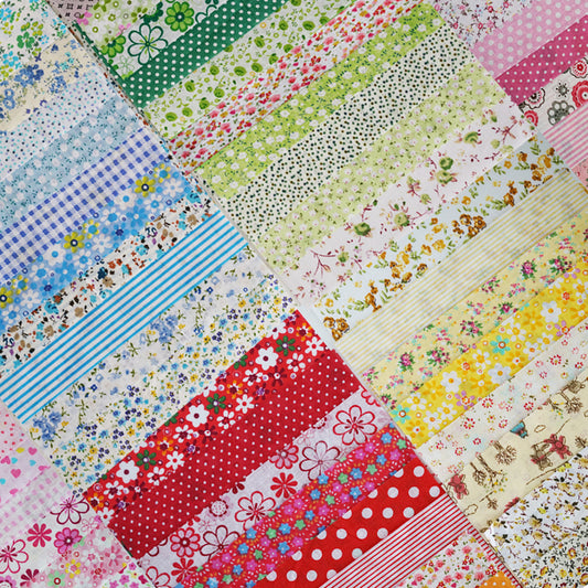 50 Pcs 8x8" Cotton Fabric Squares - Assorted Floral & Geometric Patterns for Quilting, Patchwork, and DIY Sewing Crafts