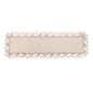 16x51 inch Beige lace table runner on a white background
