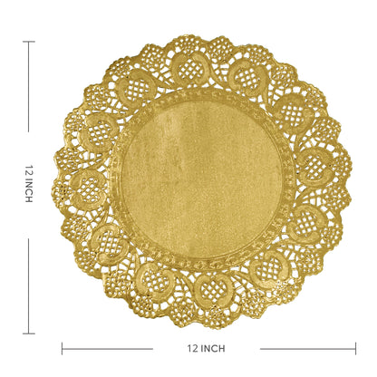 12 Inch Gold Lace Paper Doilies – Pack of 100/200