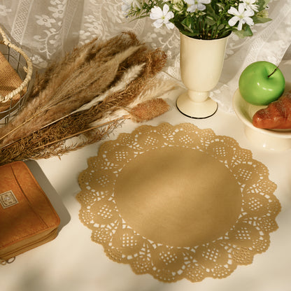 12/13.5 Inch Brown Lace Paper Doilies – Pack of 100 Natural Undyed Placemats