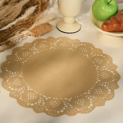 12/13.5 Inch Brown Lace Paper Doilies – Pack of 100 Natural Undyed Placemats