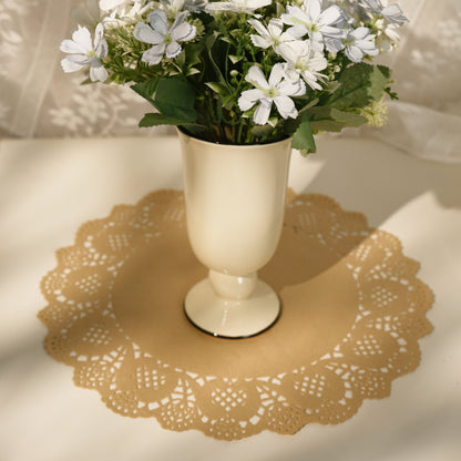 12/13.5 Inch Brown Lace Paper Doilies – Pack of 100 Natural Undyed Placemats