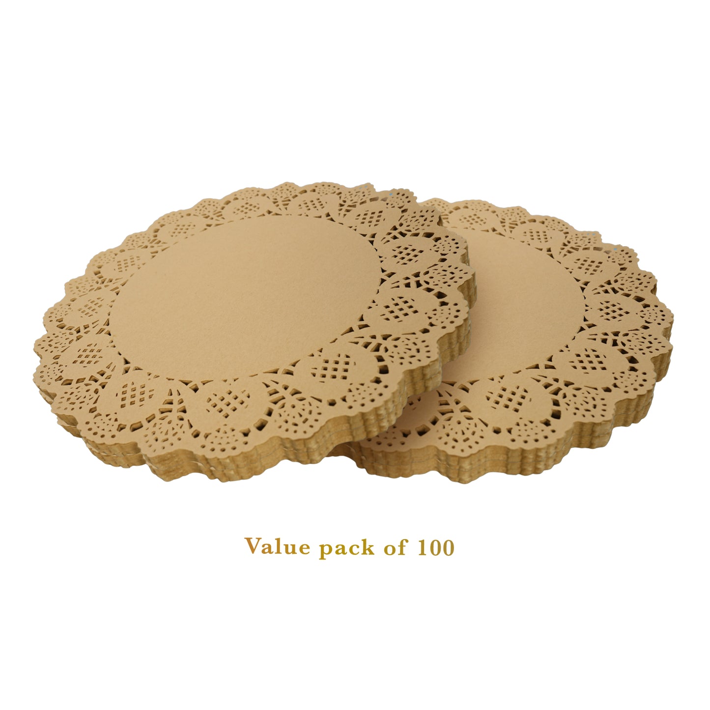 12/13.5 Inch Brown Lace Paper Doilies – Pack of 100 Natural Undyed Placemats