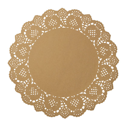 12/13.5 Inch Brown Lace Paper Doilies – Pack of 100 Natural Undyed Placemats