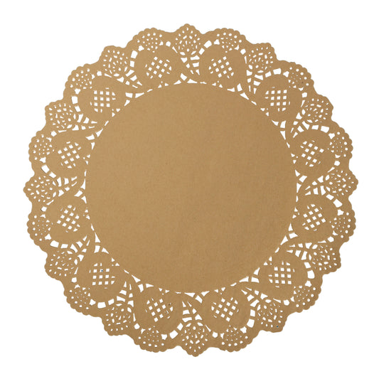 12/13.5 Inch Brown Lace Paper Doilies – Pack of 100 Natural Undyed Placemats