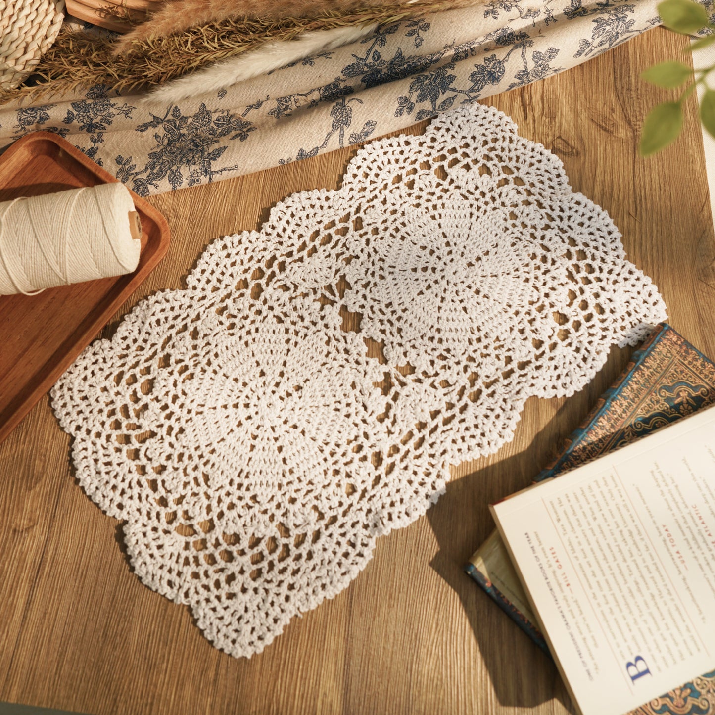 Handmade 10''x17'' Rectangular Crochet Placemats Pack of 2