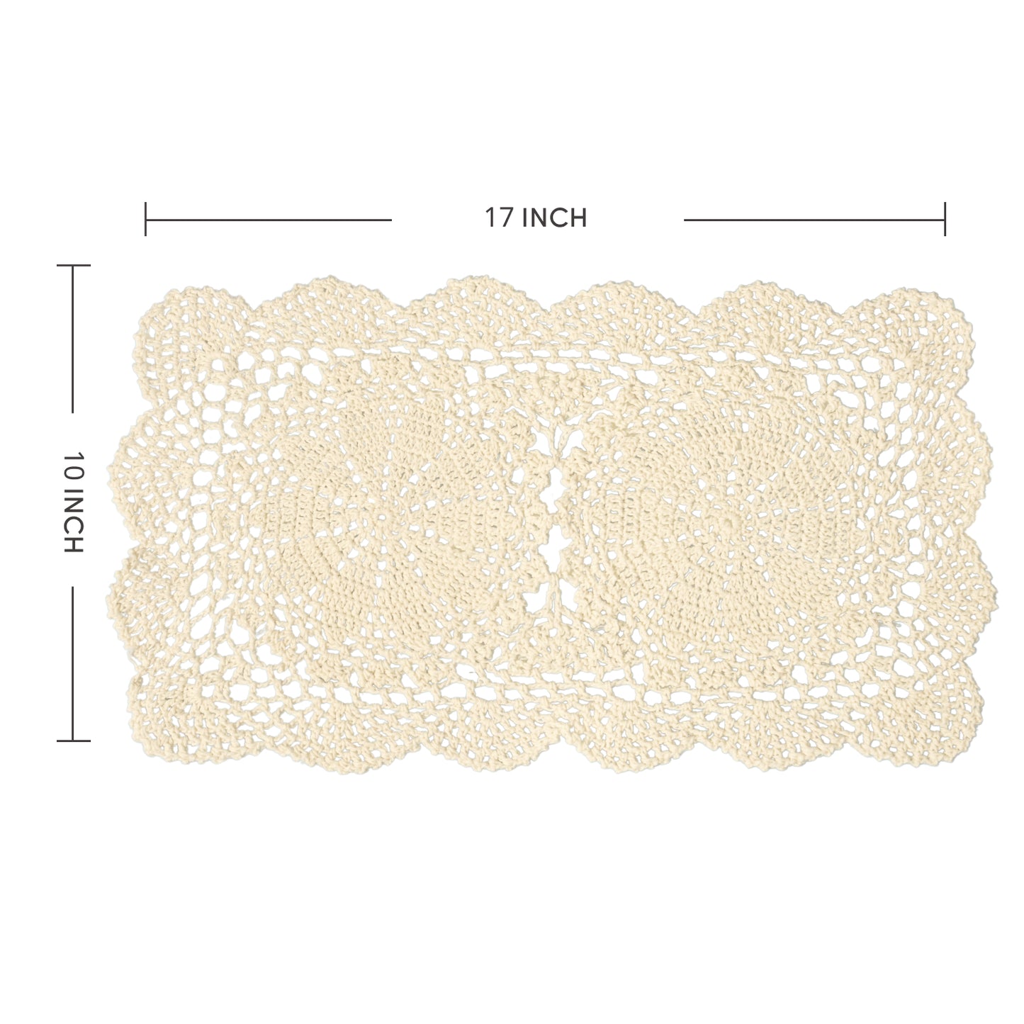 Handmade 10''x17'' Rectangular Crochet Placemats Pack of 2