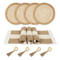 Boho Placemats Set with Wooden Bead Napkin Rings
