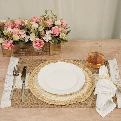 Boho Placemats Set with Wooden Bead Napkin Rings