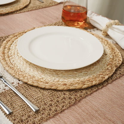 Boho Placemats Set with Wooden Bead Napkin Rings