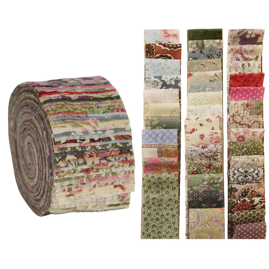 Quilting Fabric Jelly Roll 40 Strip Precut Cotton Strips 2.5" x 40"in Autumn Floral