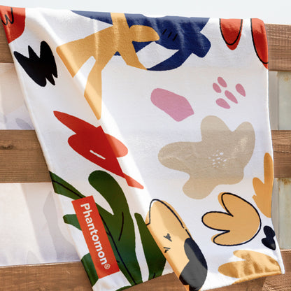 Phantomon Extra-Long Microfiber Beach Towel 32" x 71" Towel-to-Bag 2 in 1 Matisse-Inspired Original Design