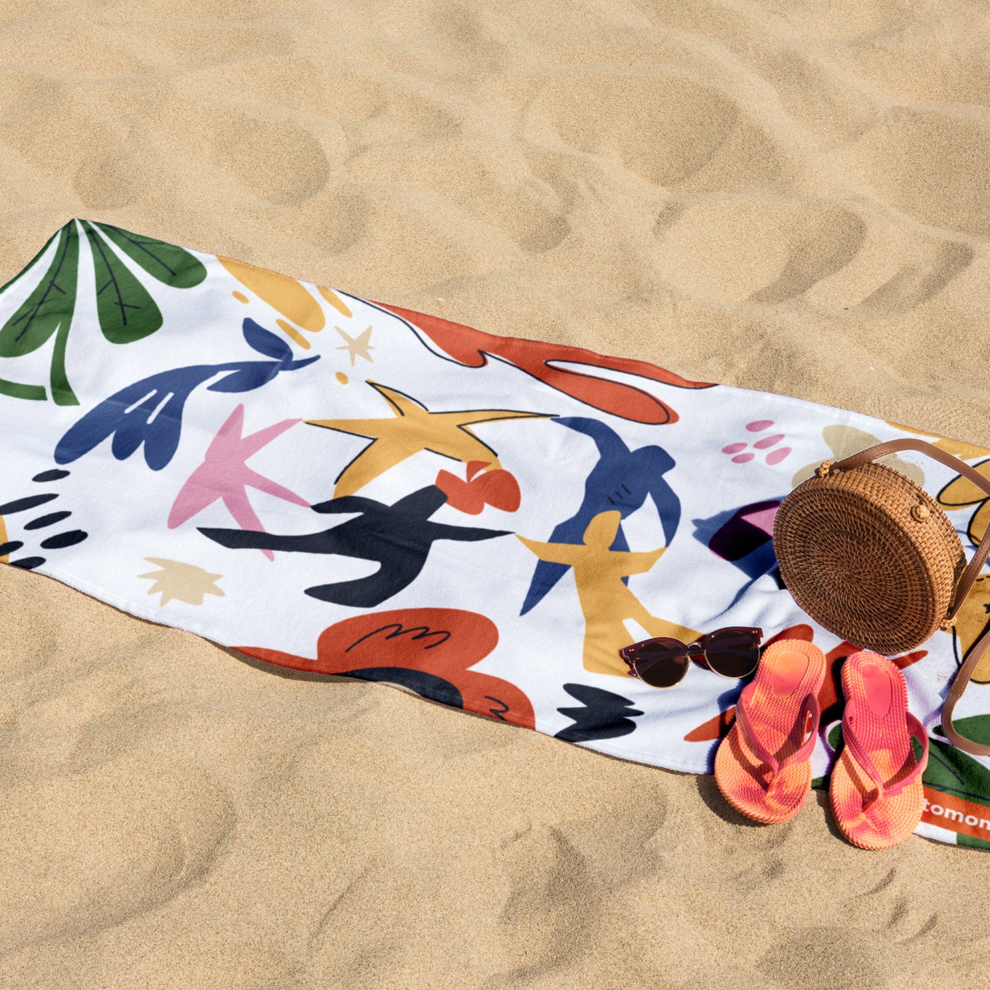 Phantomon Extra-Long Microfiber Beach Towel 32" x 71" Towel-to-Bag 2 in 1 Matisse-Inspired Original Design