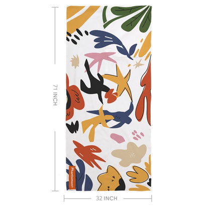Phantomon Extra-Long Microfiber Beach Towel 32" x 71" Towel-to-Bag 2 in 1 Matisse-Inspired Original Design