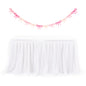 6ft Tulle Table Skirt with Bow Banner – White Ruffle Tulle Tablecloth