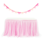 6ft Tulle Table Skirt with Bow Banner – Pink Ruffle Tulle Tablecloth
