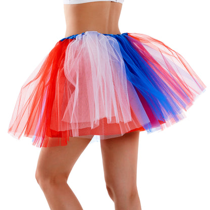 Classic Patriotic 4th of July Tutu Skirt Red, White & Blue - 4 Layers