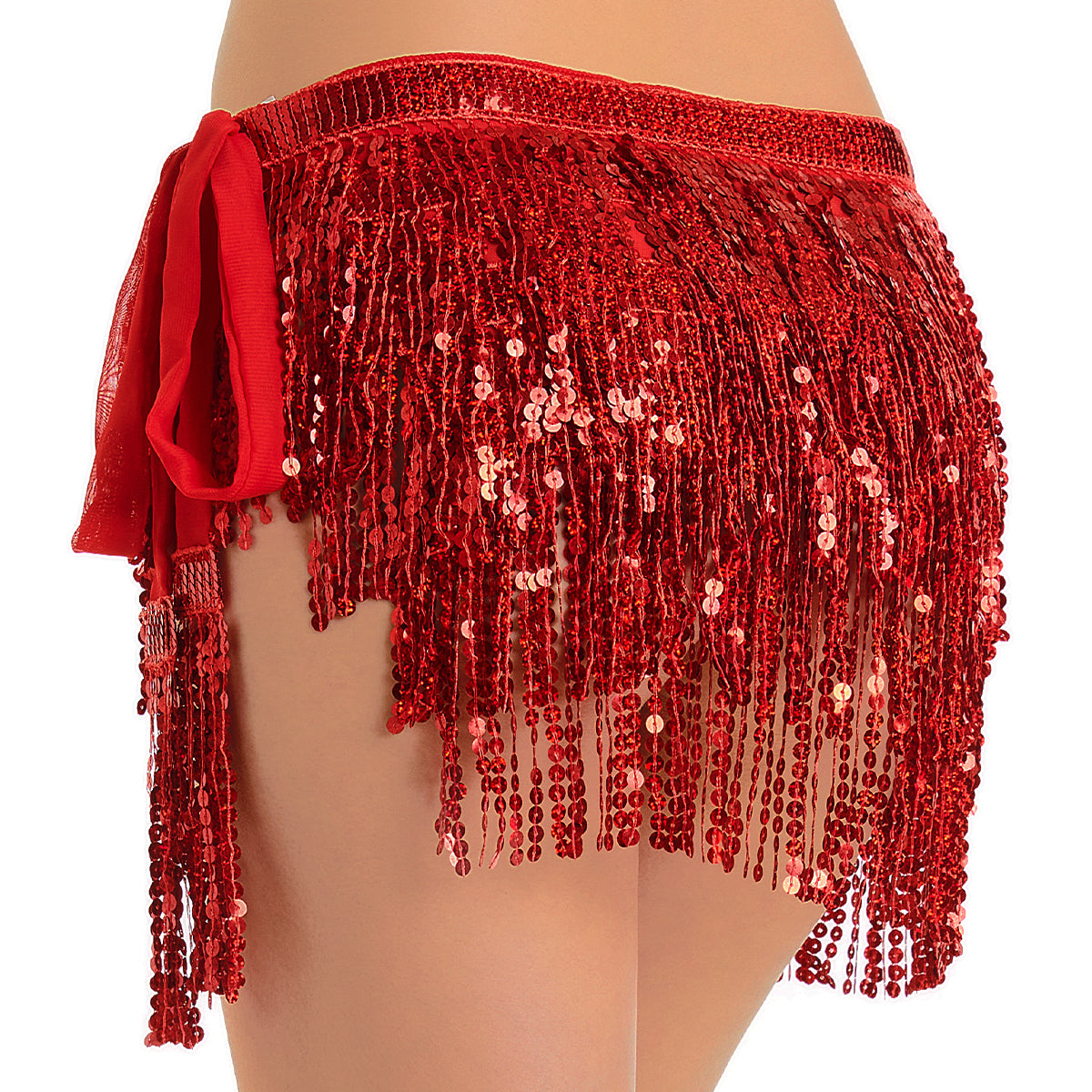 Sequin Fringe Mini Skirt Sparkly Belly Dance Hip Scarf 7 Colors