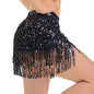 Sequin Fringe Mini Skirt Sparkly Belly Dance Hip Scarf 7 Colors