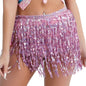Sequin Fringe Mini Skirt Sparkly Belly Dance Hip Scarf 7 Colors