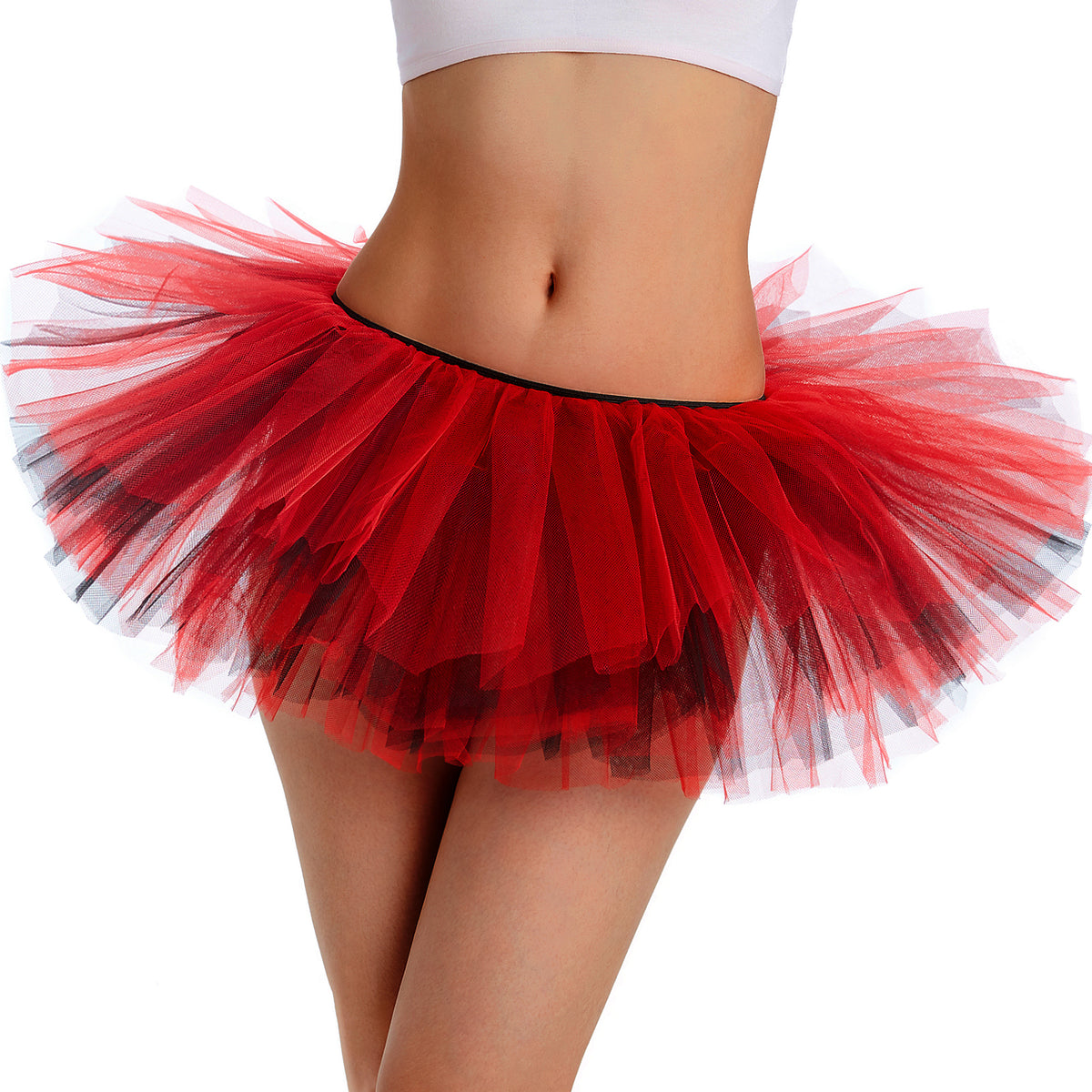 Fluffy Black & Red Tutu Skirt - 5 Layers