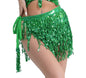 Sequin Fringe Mini Skirt Sparkly Belly Dance Hip Scarf 7 Colors
