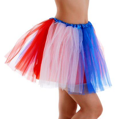Classic Patriotic 4th of July Tutu Skirt Red, White & Blue - 4 Layers
