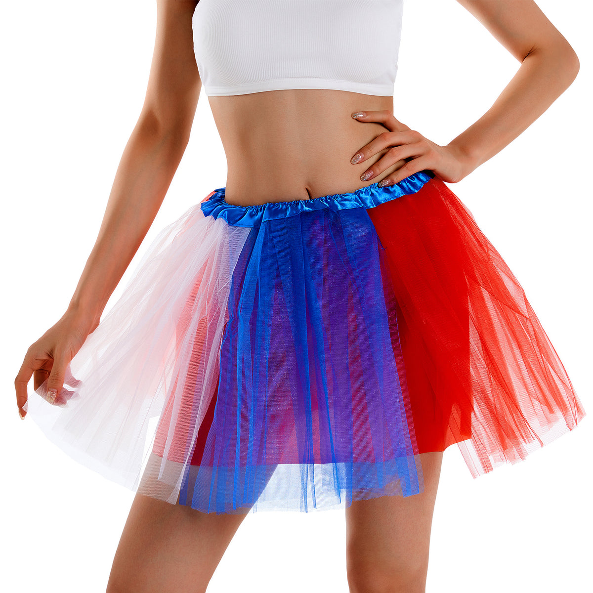 Classic Patriotic 4th of July Tutu Skirt Red, White & Blue - 4 Layers