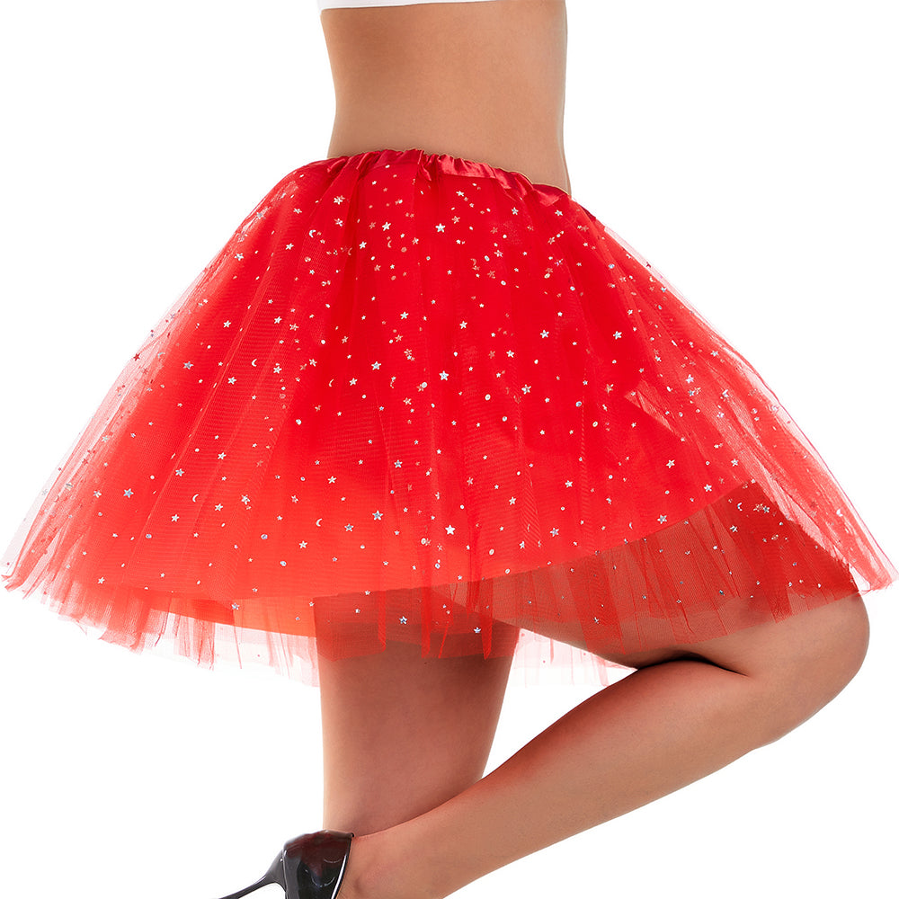 Classic Glitter 4-Layer Tutu Skirt Non-See-Through 2 Colors
