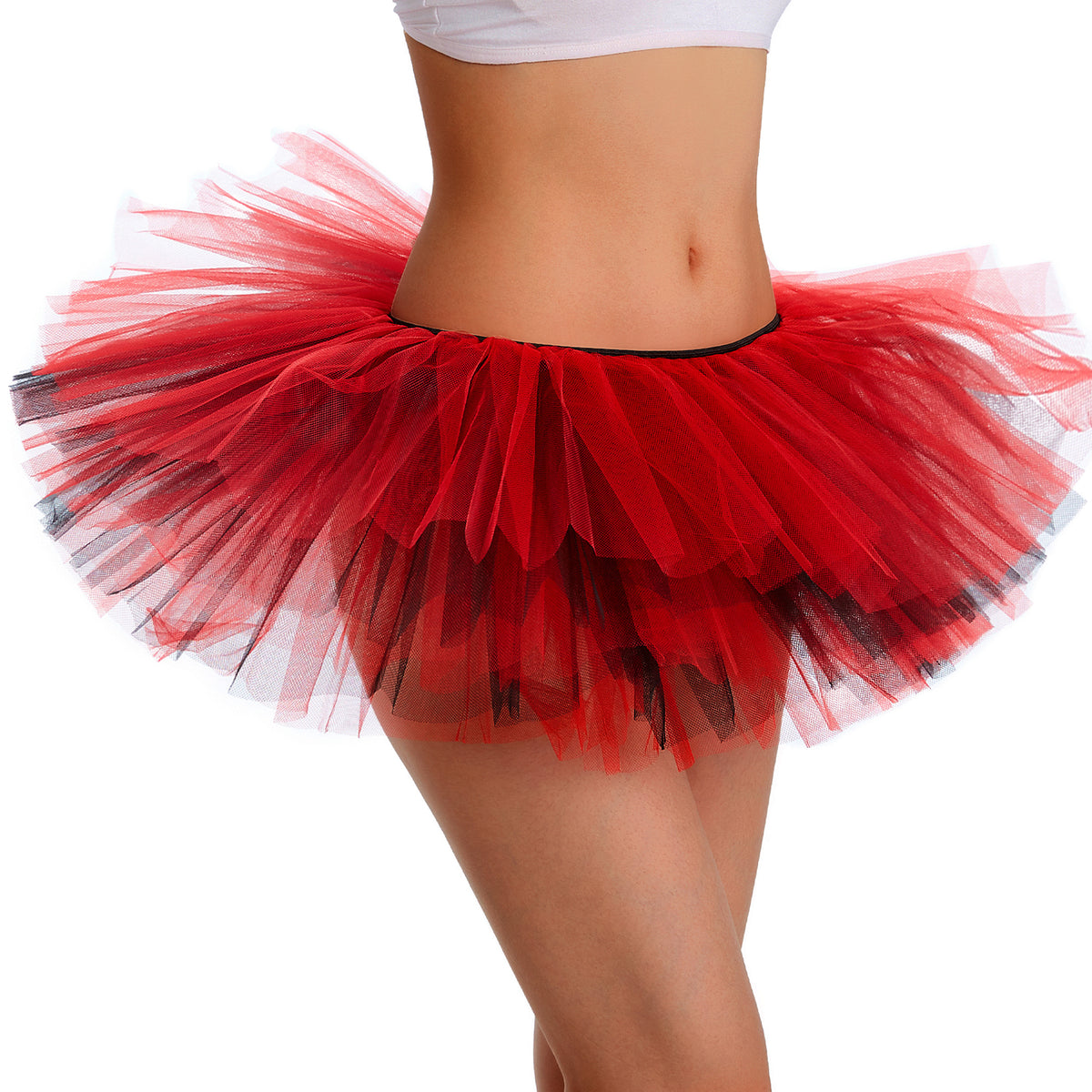 Fluffy Black & Red Tutu Skirt - 5 Layers