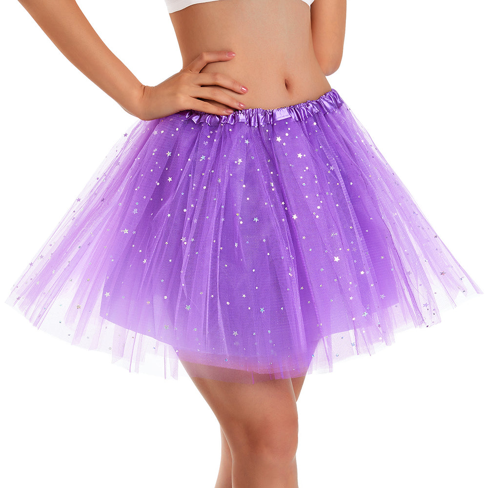Classic Glitter 4-Layer Tutu Skirt Non-See-Through 2 Colors