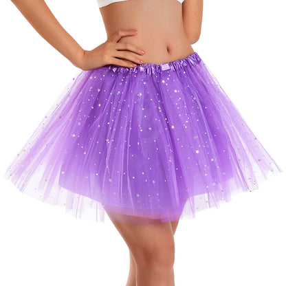 Classic Glitter 4-Layer Tutu Skirt Non-See-Through 2 Colors