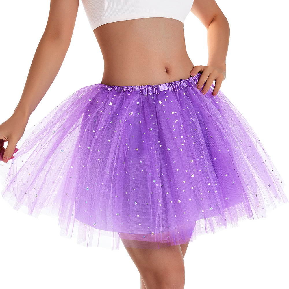Classic Glitter 4-Layer Tutu Skirt Non-See-Through 2 Colors