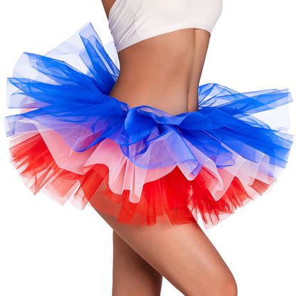 Patriotic 4th of July Tutu Skirt – Red, White & Blue with Pearl Shine Tulle Ultra Fluffy