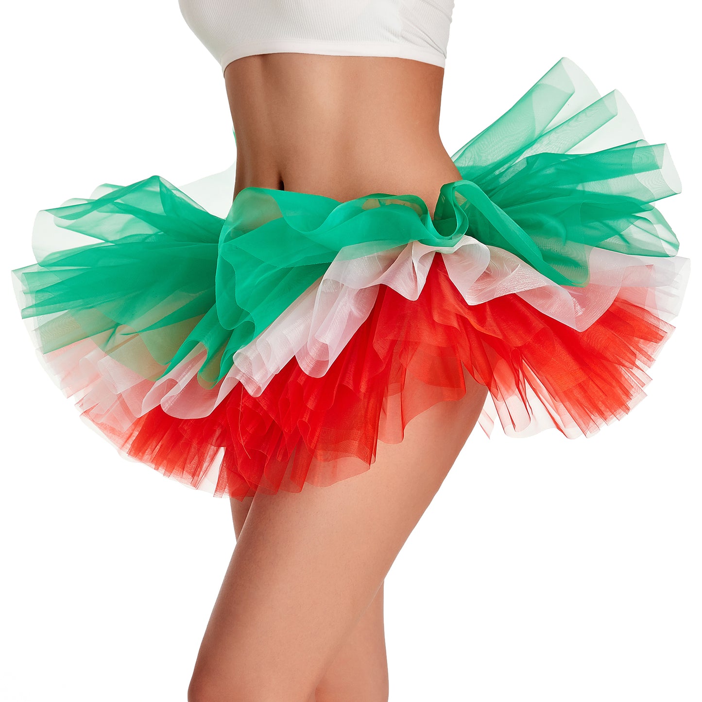Christmas Tutu Skirt – Red, White & Green with Pearl Shine Tulle Ultra Fluffy