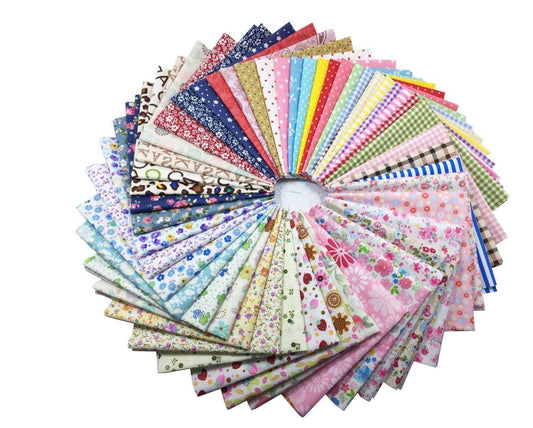 50 Pcs 12x12" Cotton Fabric Squares - Assorted Floral & Geometric Patterns for Quilting, Patchwork, and DIY Sewing Crafts