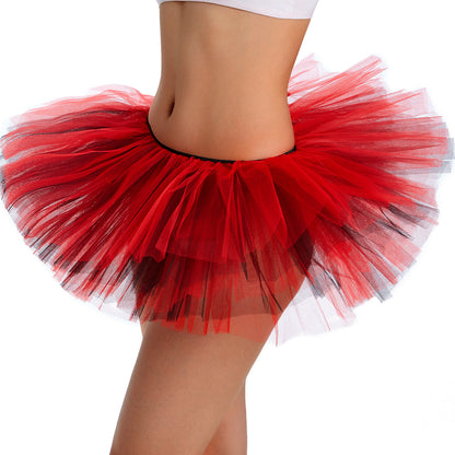 Fluffy Black & Red Tutu Skirt - 5 Layers