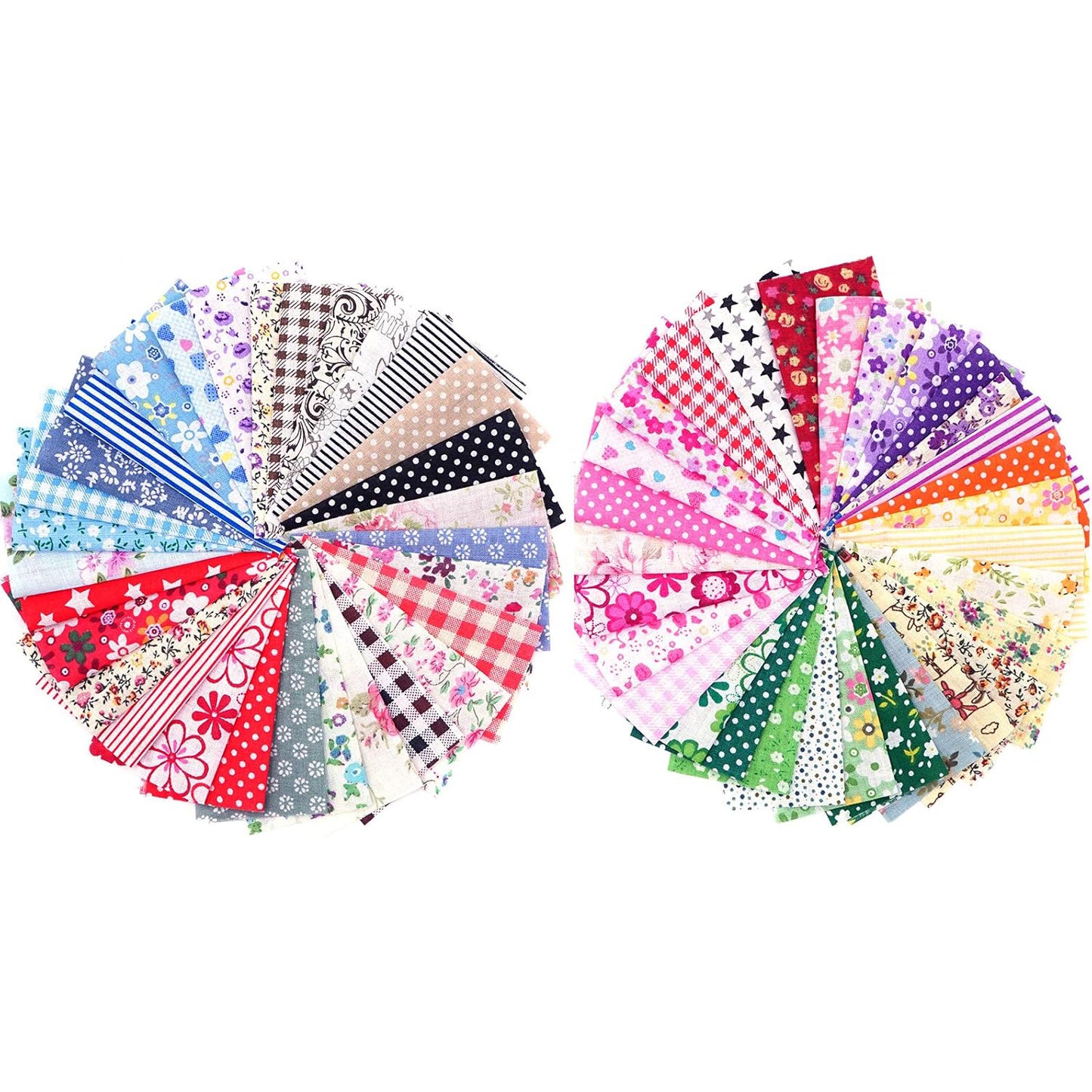 50 Pcs 4x4" Cotton Fabric Squares - Assorted Floral & Geometric Patterns for Quilting, Patchwork, and DIY Sewing Crafts
