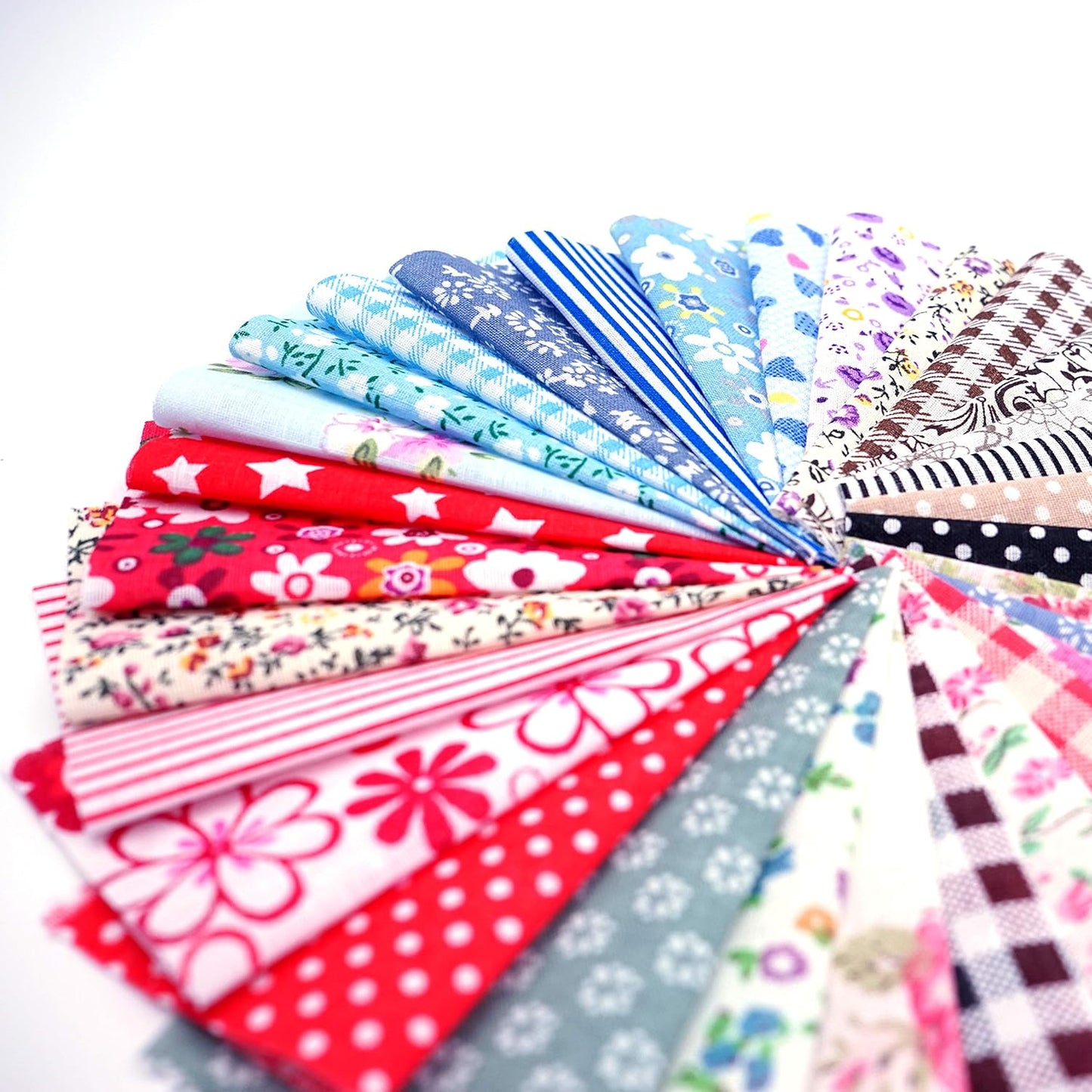 50 Pcs 4x4" Cotton Fabric Squares - Assorted Floral & Geometric Patterns for Quilting, Patchwork, and DIY Sewing Crafts