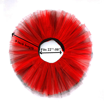 Fluffy Black & Red Tutu Skirt - 5 Layers