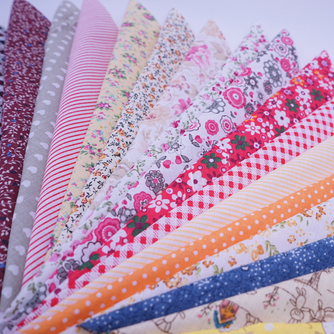 50 Pcs 10x10" Cotton Fabric Squares - Assorted Floral & Geometric Patterns for Quilting, Patchwork, and DIY Sewing Crafts