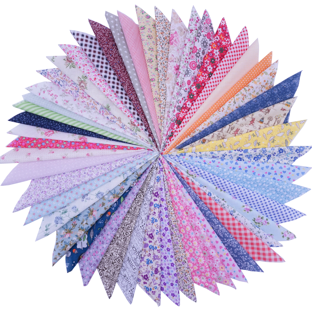 50 Pcs 10x10" Cotton Fabric Squares - Assorted Floral & Geometric Patterns for Quilting, Patchwork, and DIY Sewing Crafts